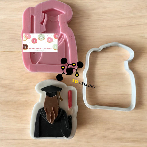 SELLING3D Casa, arredamento e bricolage:Articoli per cucina e bar:Accessori per pasticceria:Altro accessori per pasticceria Ragazza Laurea di spalle stampo in 3D 8cm