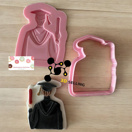 SELLING3D Casa, arredamento e bricolage:Articoli per cucina e bar:Accessori per pasticceria:Altro accessori per pasticceria Ragazzo Laurea di Spalle Stampo in 3D 8cm