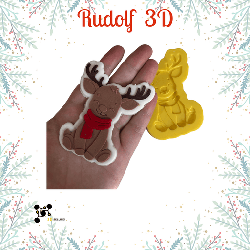 SELLING3D Casa, arredamento e bricolage:Articoli per cucina e bar:Accessori per pasticceria:Altro accessori per pasticceria Rudolf 3D – Tagliabiscotti Natalizio 8cm
