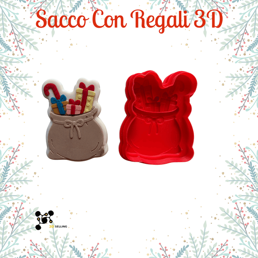 SELLING3D Casa, arredamento e bricolage:Articoli per cucina e bar:Accessori per pasticceria:Altro accessori per pasticceria Sacco con Regali 3D – Tagliabiscotti Natalizio