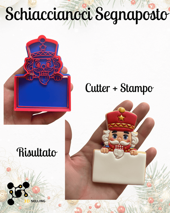 SELLING3D Casa, arredamento e bricolage:Articoli per cucina e bar:Accessori per pasticceria:Altro accessori per pasticceria Schiaccianoci Segnaposto 9 cm – Cutter + Stampo ad Incisione