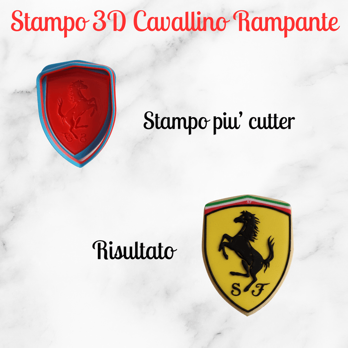 SELLING3D Casa, arredamento e bricolage:Articoli per cucina e bar:Accessori per pasticceria:Altro accessori per pasticceria Scudetto Cavallo 3D – Stampo con Cutter in Rilievo