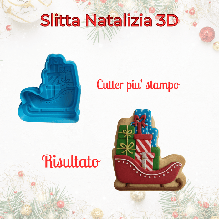 SELLING3D Casa, arredamento e bricolage:Articoli per cucina e bar:Accessori per pasticceria:Altro accessori per pasticceria Slitta Natalizia 3D – Cutter con Stampo in Rilievo