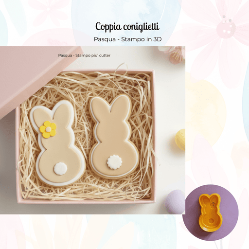 SELLING3D Casa, arredamento e bricolage:Articoli per cucina e bar:Accessori per pasticceria:Altro accessori per pasticceria Stampi coppia coniglietti – Cutter  3D Pasqua