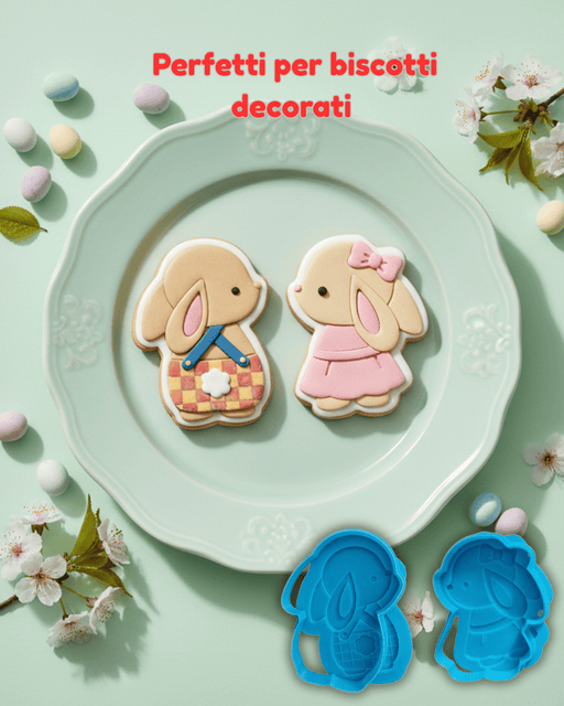 SELLING3D Casa, arredamento e bricolage:Articoli per cucina e bar:Accessori per pasticceria:Altro accessori per pasticceria Stampi coppia coniglietti Mod2 – Cutter  3D Pasqua