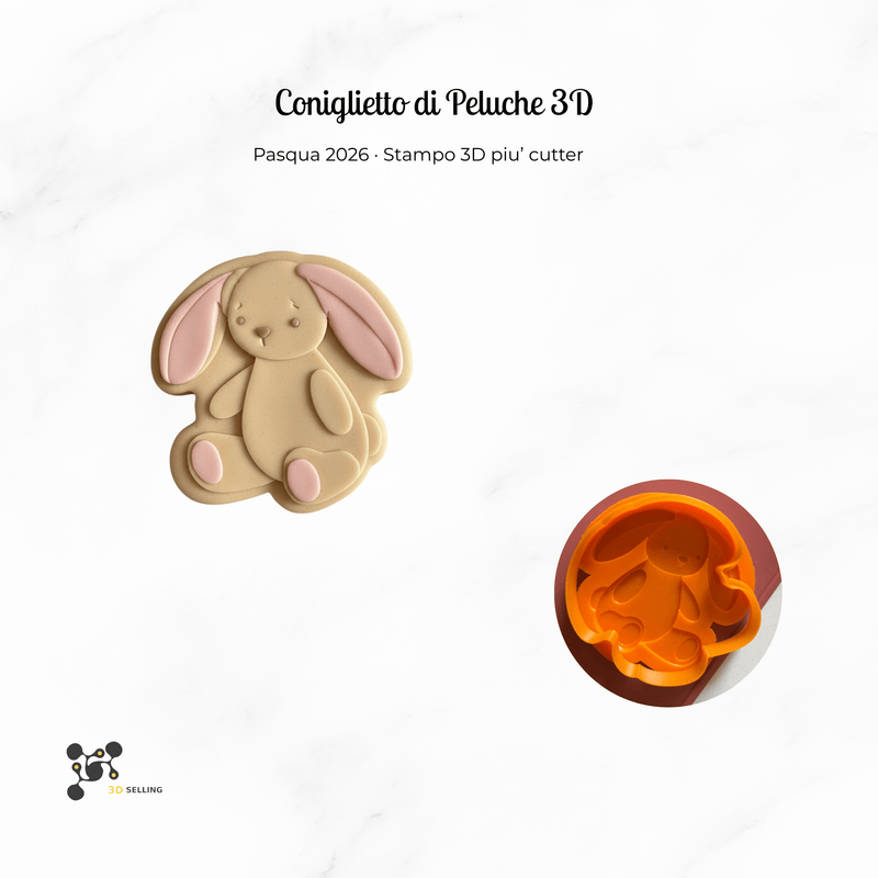 SELLING3D Casa, arredamento e bricolage:Articoli per cucina e bar:Accessori per pasticceria:Altro accessori per pasticceria Stampo Coniglietto di Peluche – Cutter  3D