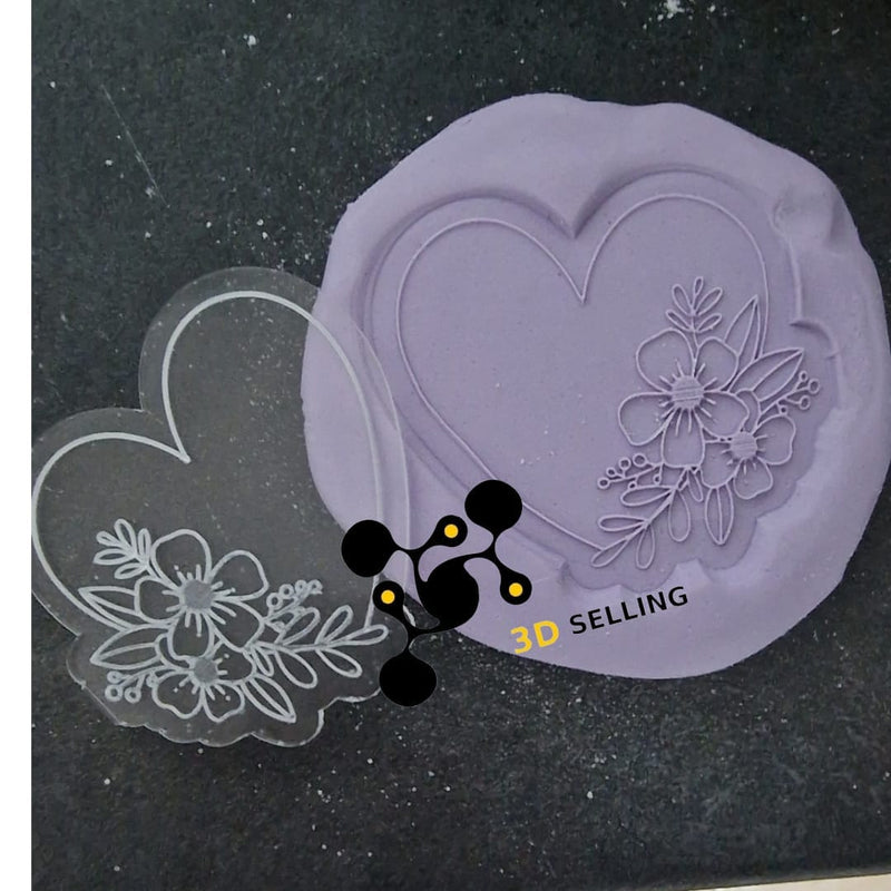 Stampo e cutter in acrilico cuore con fiori - 3d Selling