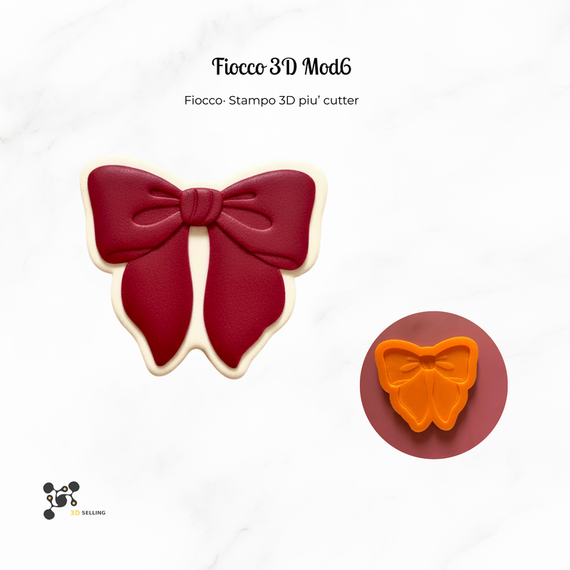 SELLING3D Casa, arredamento e bricolage:Articoli per cucina e bar:Accessori per pasticceria:Altro accessori per pasticceria Stampo  fiocco Mod6 – Cutter  3D