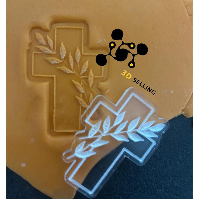 Stampo + cutter in acrilico crocifisso con foglie - 3d Selling