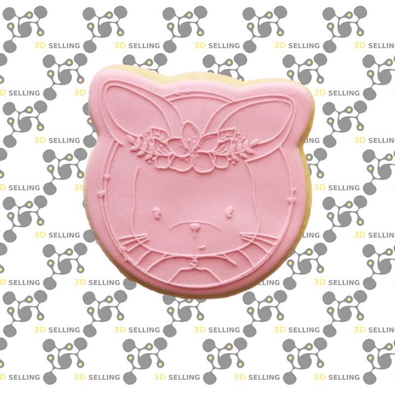 Stampo in acrilico + cutter coniglio con fiori - 3d Selling