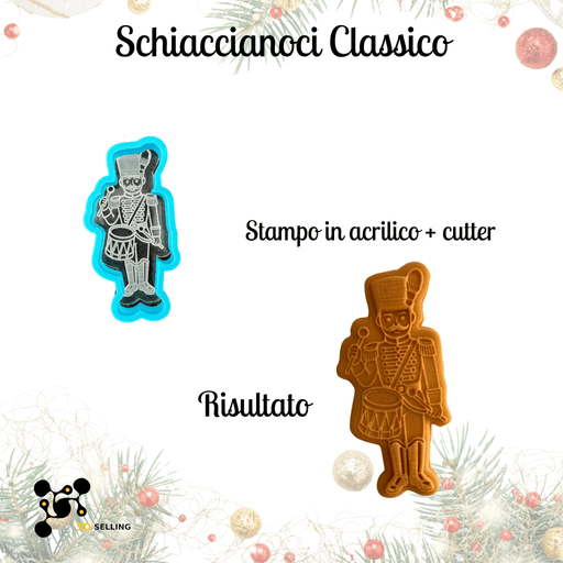 SELLING3D Casa, arredamento e bricolage:Articoli per cucina e bar:Accessori per pasticceria:Altro accessori per pasticceria Stampo in Acrilico + Cutter “Schiaccianoci Classico” – Set Natalizio per Decorazioni