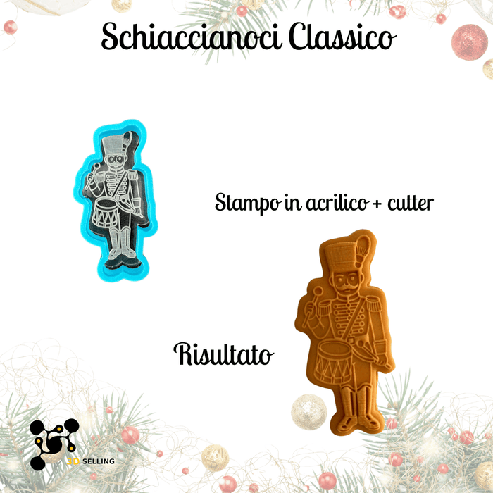 SELLING3D Casa, arredamento e bricolage:Articoli per cucina e bar:Accessori per pasticceria:Altro accessori per pasticceria Stampo in Acrilico + Cutter “Schiaccianoci Classico” – Set Natalizio per Decorazioni