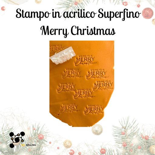 SELLING3D Casa, arredamento e bricolage:Articoli per cucina e bar:Accessori per pasticceria:Altro accessori per pasticceria Stampo in Acrilico Superfino 4CM “Merry Christmas” – Incisione Natalizia di Precisione