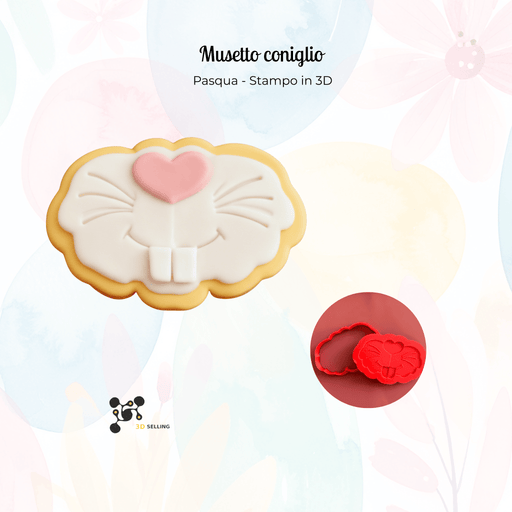 SELLING3D Casa, arredamento e bricolage:Articoli per cucina e bar:Accessori per pasticceria:Altro accessori per pasticceria Stampo  Musetto coniglio – Cutter  3D Pasqua