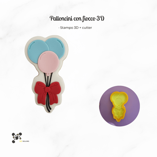 SELLING3D Casa, arredamento e bricolage:Articoli per cucina e bar:Accessori per pasticceria:Altro accessori per pasticceria Stampo Palloncini con fiocco – Cutter  3D