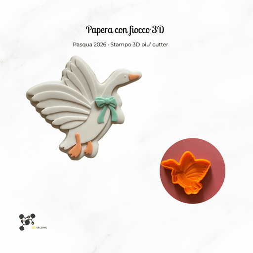 SELLING3D Casa, arredamento e bricolage:Articoli per cucina e bar:Accessori per pasticceria:Altro accessori per pasticceria Stampo Papera con fiocco – Cutter  3D