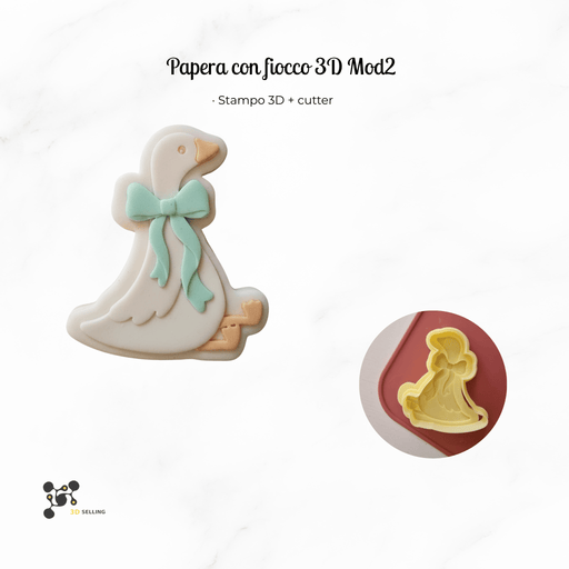 SELLING3D Casa, arredamento e bricolage:Articoli per cucina e bar:Accessori per pasticceria:Altro accessori per pasticceria Stampo Papera con fiocco – Cutter  3D