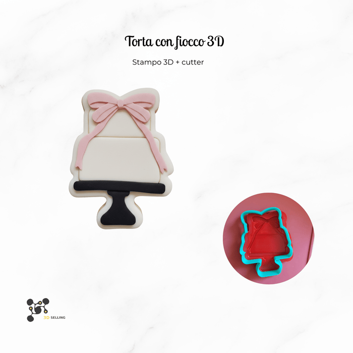 SELLING3D Casa, arredamento e bricolage:Articoli per cucina e bar:Accessori per pasticceria:Altro accessori per pasticceria Stampo Torta con fiocco – Cutter  3D