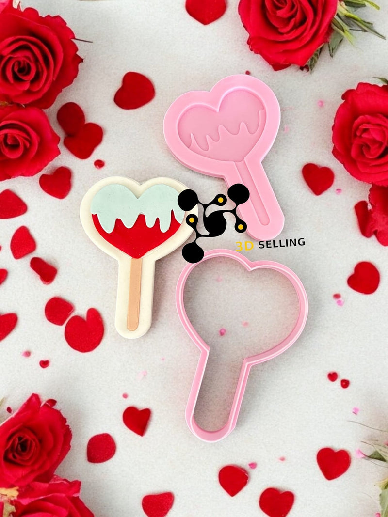 Stecco a forma di cuore cutter san valentino in 3D 9cm - 3d Selling