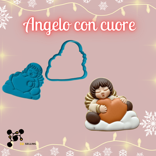 SELLING3D Casa, arredamento e bricolage:Articoli per cucina e bar:Accessori per pasticceria:Altro accessori per pasticceria Tagliabiscotti Angelo con Cuore ad Incisione