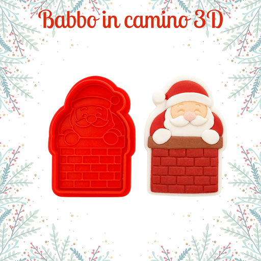 SELLING3D Casa, arredamento e bricolage:Articoli per cucina e bar:Accessori per pasticceria:Altro accessori per pasticceria Tagliabiscotti Babbo Natale in Camino 3D – Stampo per Biscotti Decorati