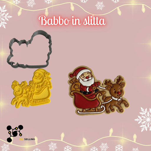 SELLING3D Casa, arredamento e bricolage:Articoli per cucina e bar:Accessori per pasticceria:Altro accessori per pasticceria Tagliabiscotti Babbo Natale in Slitta ad Incisione