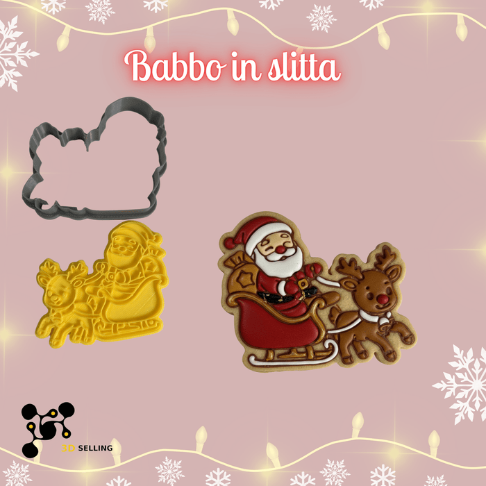 SELLING3D Casa, arredamento e bricolage:Articoli per cucina e bar:Accessori per pasticceria:Altro accessori per pasticceria Tagliabiscotti Babbo Natale in Slitta ad Incisione