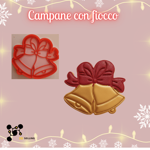 SELLING3D Casa, arredamento e bricolage:Articoli per cucina e bar:Accessori per pasticceria:Altro accessori per pasticceria Tagliabiscotti Campane con Fiocco ad Incisione