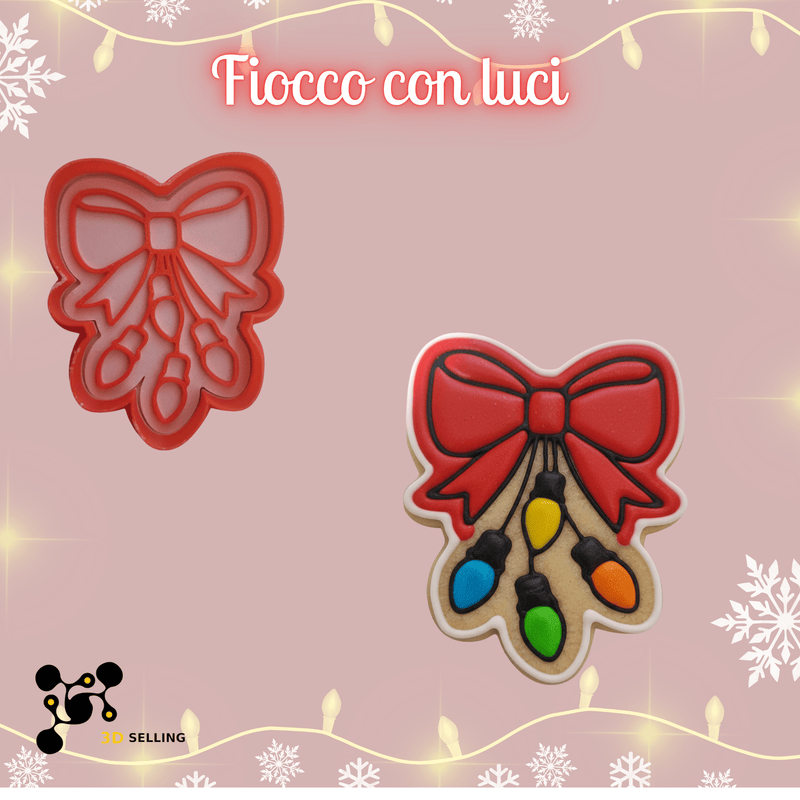 SELLING3D Casa, arredamento e bricolage:Articoli per cucina e bar:Accessori per pasticceria:Altro accessori per pasticceria Tagliabiscotti Fiocco con Luci ad Incisione
