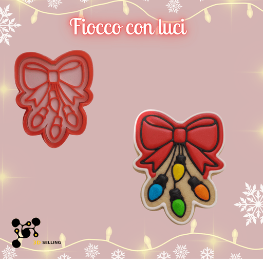 SELLING3D Casa, arredamento e bricolage:Articoli per cucina e bar:Accessori per pasticceria:Altro accessori per pasticceria Tagliabiscotti Fiocco con Luci ad Incisione