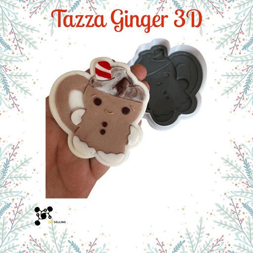 SELLING3D Casa, arredamento e bricolage:Articoli per cucina e bar:Accessori per pasticceria:Altro accessori per pasticceria Tagliabiscotti Ginger in tazza 3D – Stampo per Biscotti Decorati Natalizi