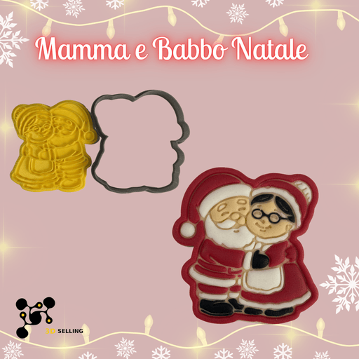 SELLING3D Casa, arredamento e bricolage:Articoli per cucina e bar:Accessori per pasticceria:Altro accessori per pasticceria Tagliabiscotti Mamma e Babbo Natale ad Incisione