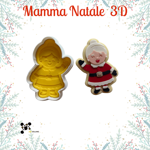 SELLING3D Casa, arredamento e bricolage:Articoli per cucina e bar:Accessori per pasticceria:Altro accessori per pasticceria Tagliabiscotti Mamma Natale 3D – Stampo per Biscotti Natalizi Decorati