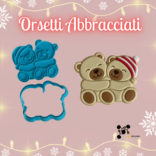 SELLING3D Casa, arredamento e bricolage:Articoli per cucina e bar:Accessori per pasticceria:Altro accessori per pasticceria Tagliabiscotti Orsetti Abbracciati ad Incisione