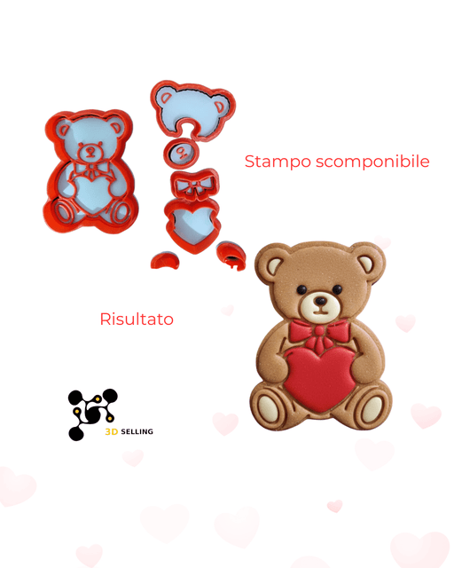 SELLING3D Casa, arredamento e bricolage:Articoli per cucina e bar:Accessori per pasticceria:Altro accessori per pasticceria Tagliabiscotti Orsetto con cuore
