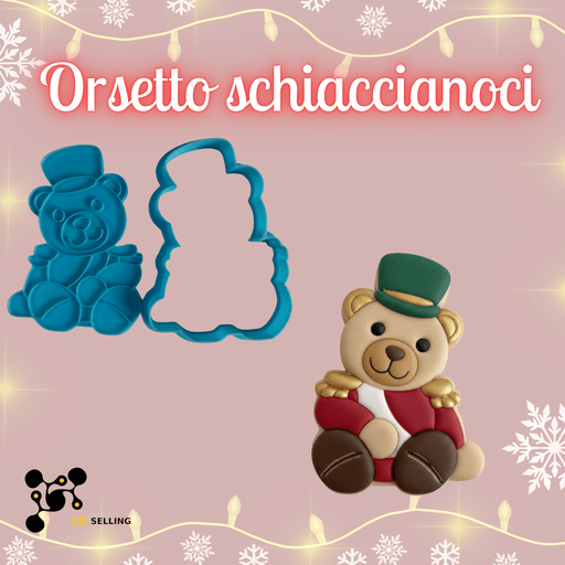 SELLING3D Casa, arredamento e bricolage:Articoli per cucina e bar:Accessori per pasticceria:Altro accessori per pasticceria Tagliabiscotti Orsetto Schiaccianoci ad Incisione