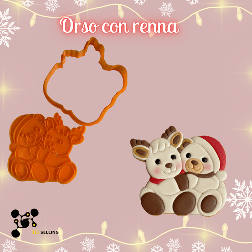 SELLING3D Casa, arredamento e bricolage:Articoli per cucina e bar:Accessori per pasticceria:Altro accessori per pasticceria Tagliabiscotti Orso con Renna ad Incisione