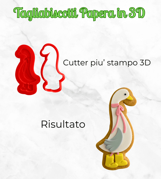 SELLING3D Casa, arredamento e bricolage:Articoli per cucina e bar:Accessori per pasticceria:Altro accessori per pasticceria Tagliabiscotti Papera in 3D – Cutter con Stampo in Rilievo