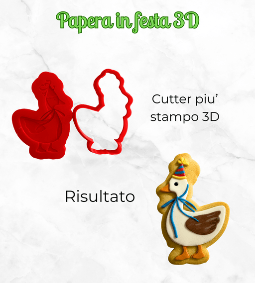 Selling3D Casa, arredamento e bricolage:Articoli per cucina e bar:Accessori per pasticceria:Altro accessori per pasticceria Tagliabiscotti Papera in festa in 3D