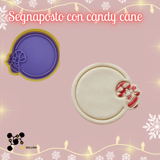 SELLING3D Casa, arredamento e bricolage:Articoli per cucina e bar:Accessori per pasticceria:Altro accessori per pasticceria Tagliabiscotti Segnaposto con Candy Cane ad Incisione