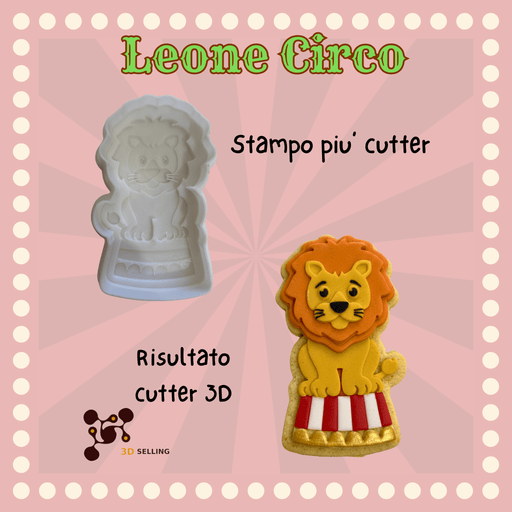 SELLING3D Casa, arredamento e bricolage:Articoli per cucina e bar:Accessori per pasticceria:Altro accessori per pasticceria Tagliabiscotto Leone Circo 3D
