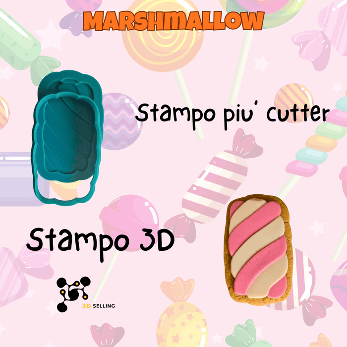 SELLING3D Casa, arredamento e bricolage:Articoli per cucina e bar:Accessori per pasticceria:Altro accessori per pasticceria Tagliabiscotto Marshmallow 3D – Stampo biscotti Candy Party