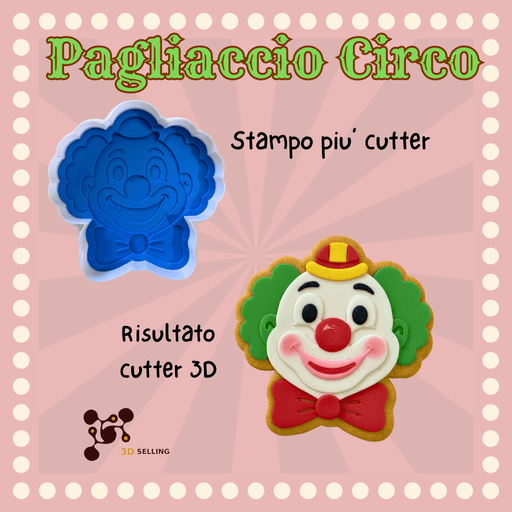 SELLING3D Casa, arredamento e bricolage:Articoli per cucina e bar:Accessori per pasticceria:Altro accessori per pasticceria Tagliabiscotto Pagliaccio Circo 3D