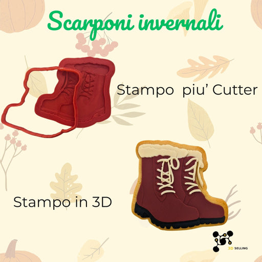 SELLING3D Casa, arredamento e bricolage:Articoli per cucina e bar:Accessori per pasticceria:Altro accessori per pasticceria Tagliabiscotto Scarponi Invernali 3D