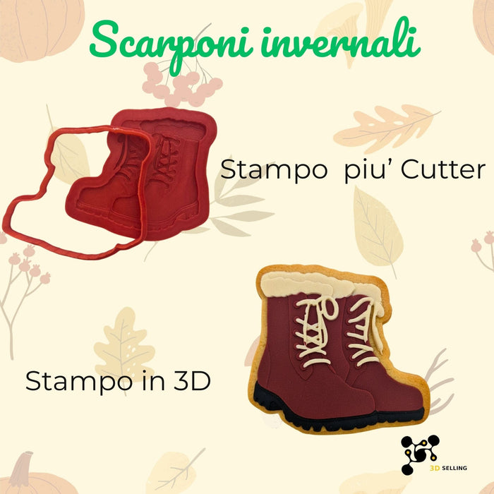 SELLING3D Casa, arredamento e bricolage:Articoli per cucina e bar:Accessori per pasticceria:Altro accessori per pasticceria Tagliabiscotto Scarponi Invernali 3D