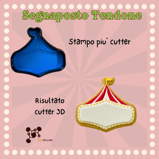 SELLING3D Casa, arredamento e bricolage:Articoli per cucina e bar:Accessori per pasticceria:Altro accessori per pasticceria Tagliabiscotto Segnaposto Tendone Circo 3D.