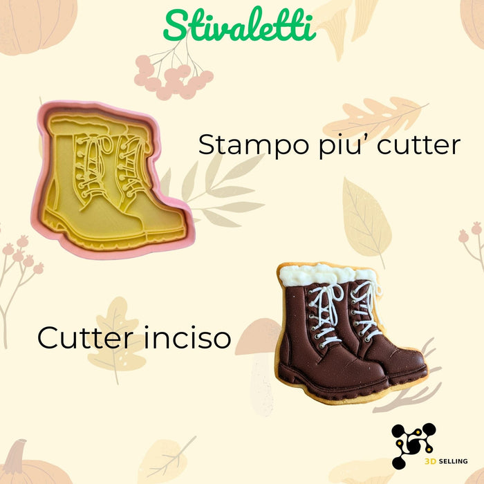Selling3D Casa, arredamento e bricolage:Articoli per cucina e bar:Accessori per pasticceria:Altro accessori per pasticceria Tagliabiscotto Stivaletti Classici – Stampo biscotti ad incisione