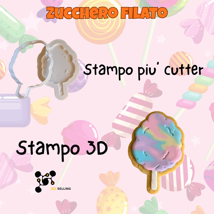SELLING3D Casa, arredamento e bricolage:Articoli per cucina e bar:Accessori per pasticceria:Altro accessori per pasticceria Tagliabiscotto Zucchero Filato 3D – Stampo biscotti Candy Party
