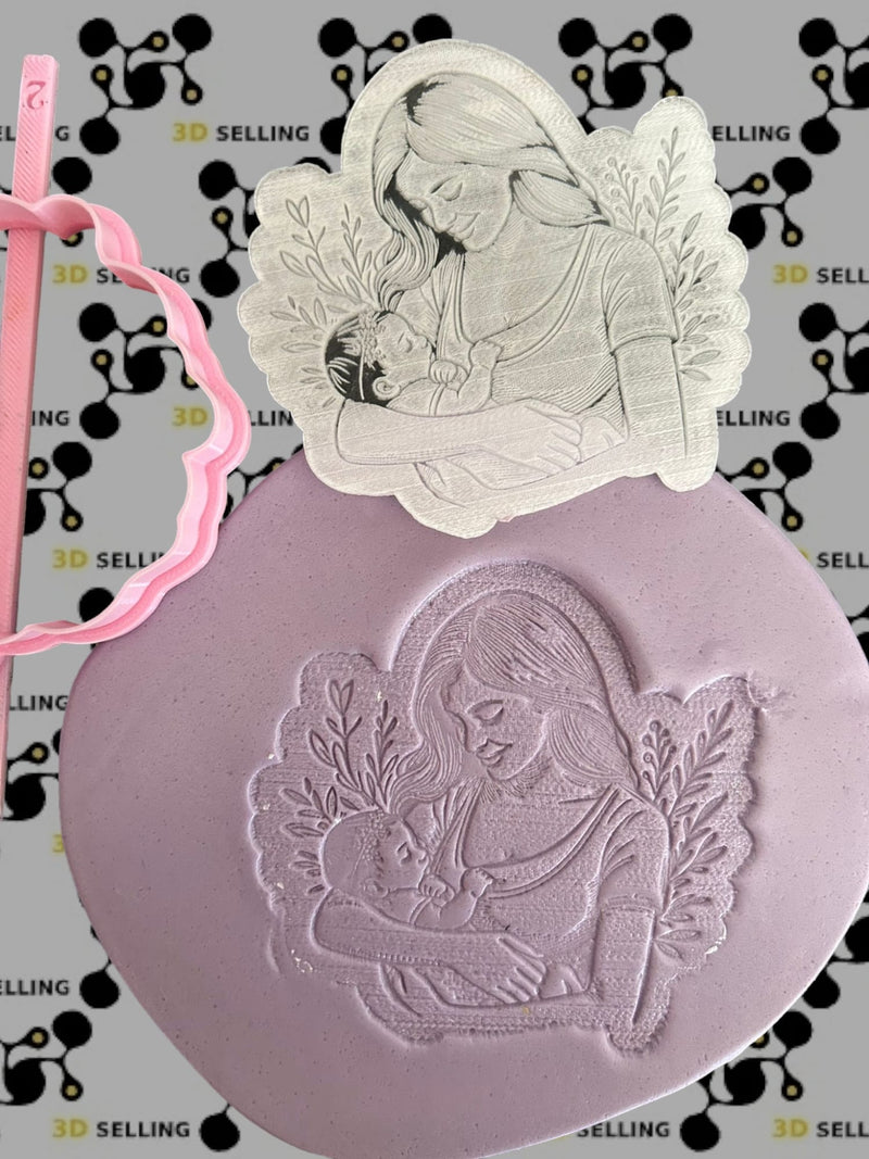 Timbro + cutter in acrilico Mamma con bebè - 3d Selling