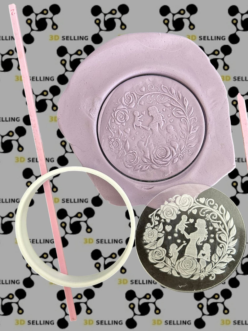 Timbro + cutter in acrilico Mamma con Bebè Mod2 - 3d Selling
